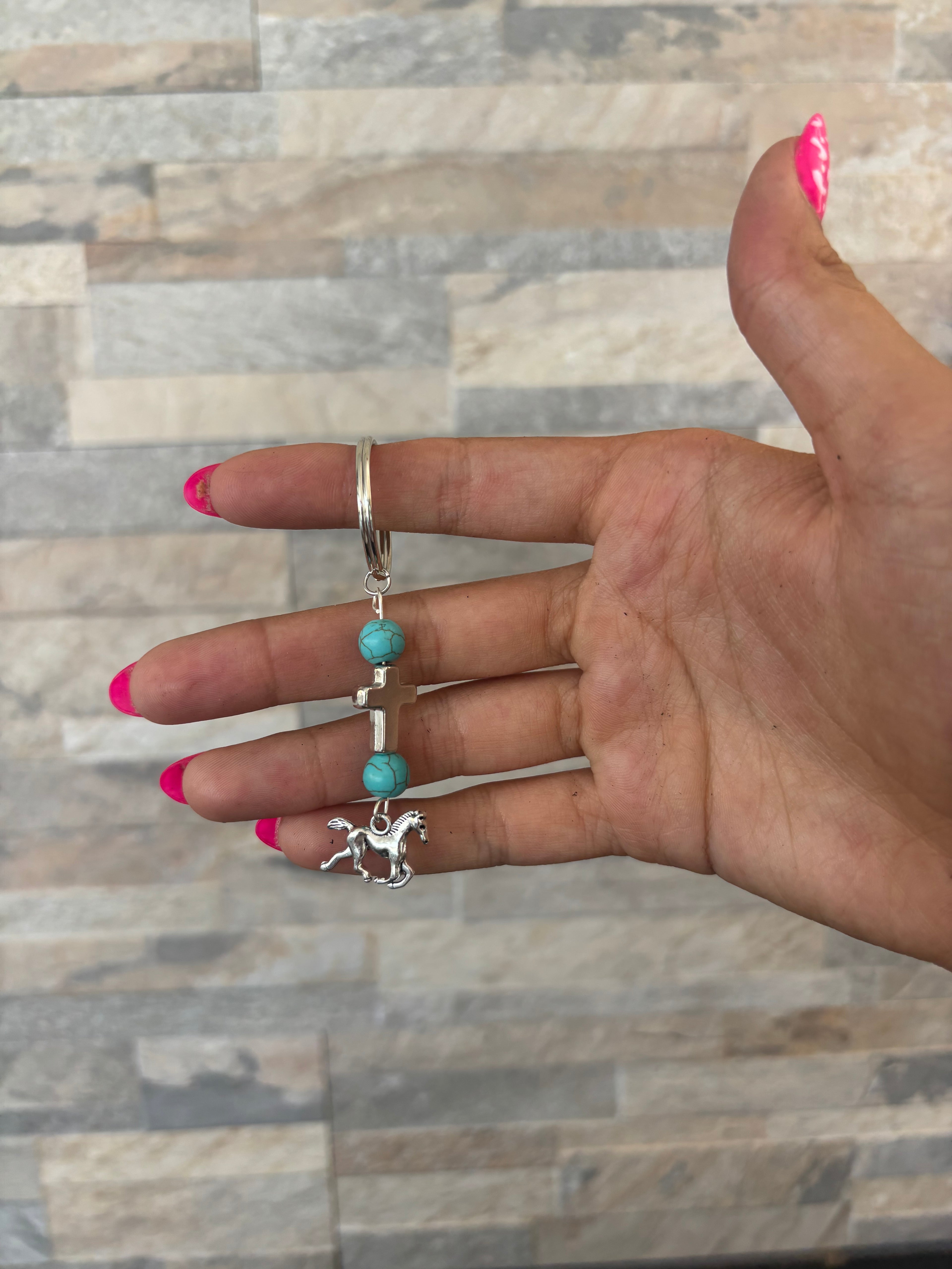 Riding with faith keychain