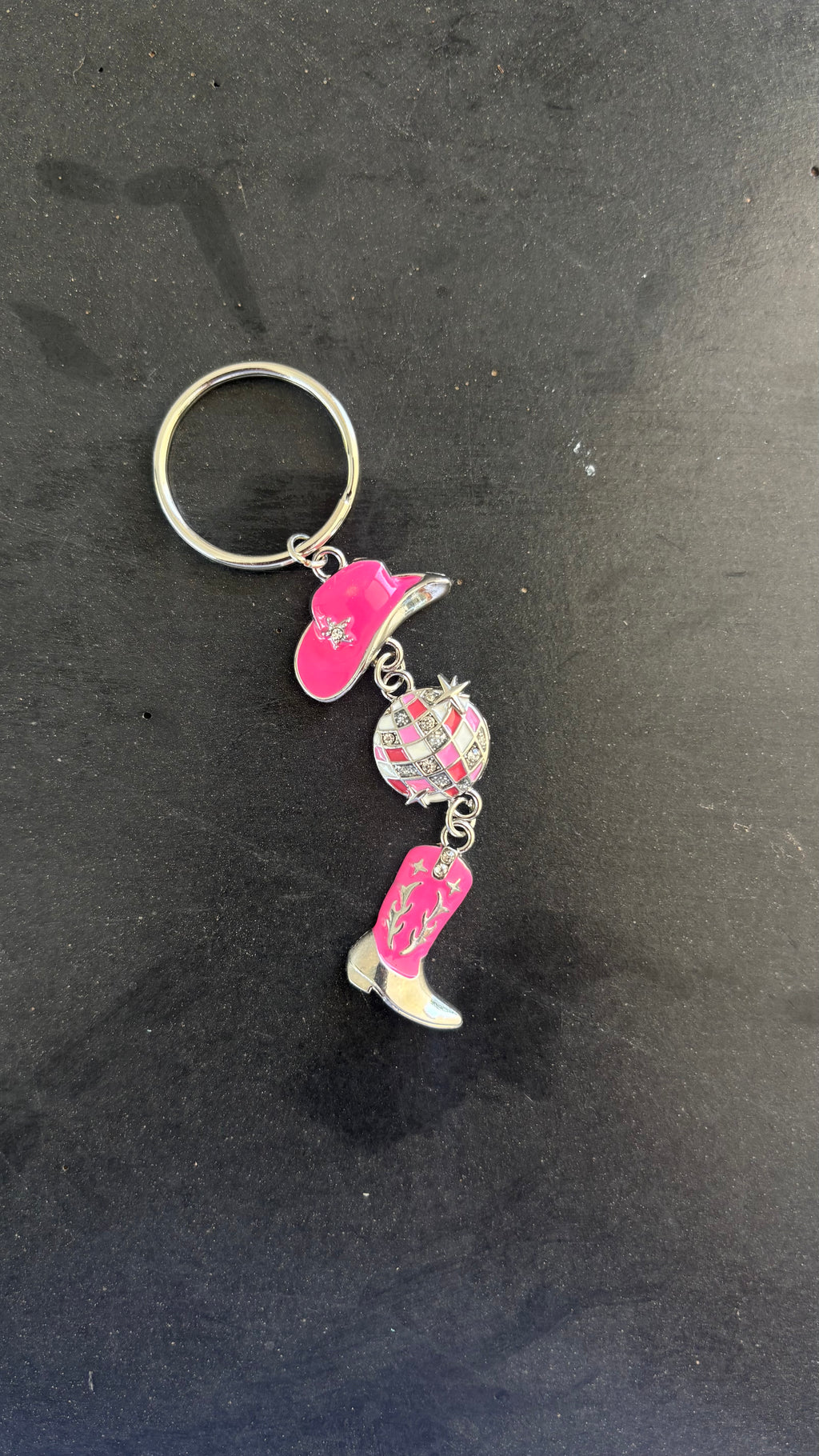 Cowgirl in pink keychain