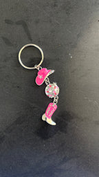 Cowgirl in pink keychain