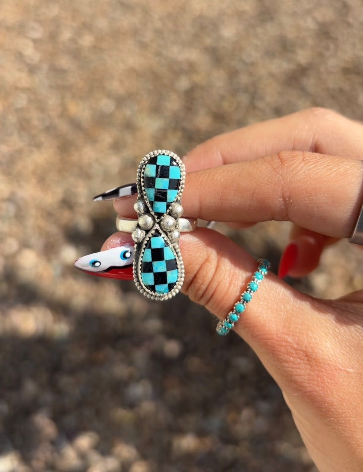 Turquoise, Checkered ring