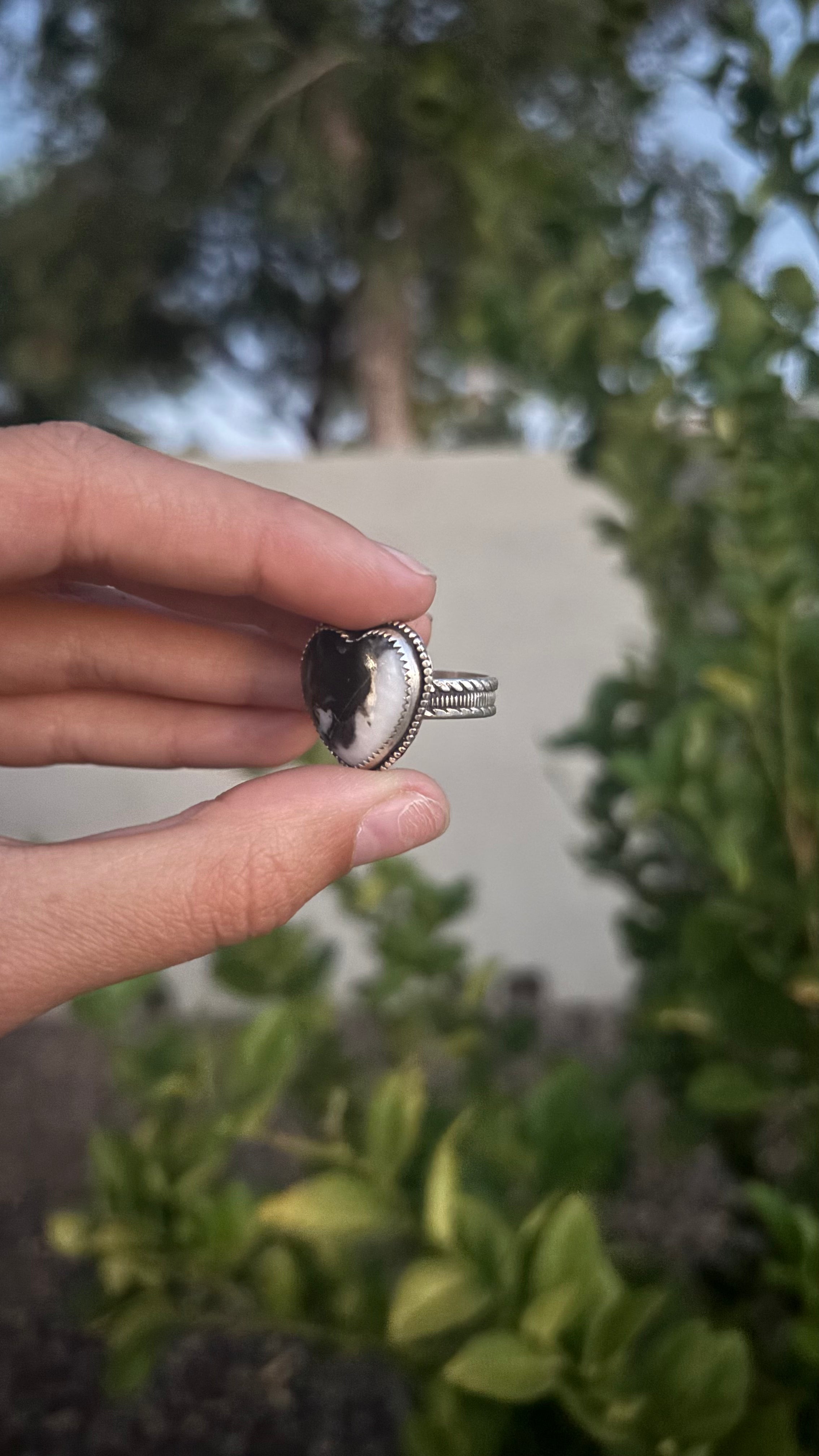 White Buffalo Heart Ring (7 1/2)