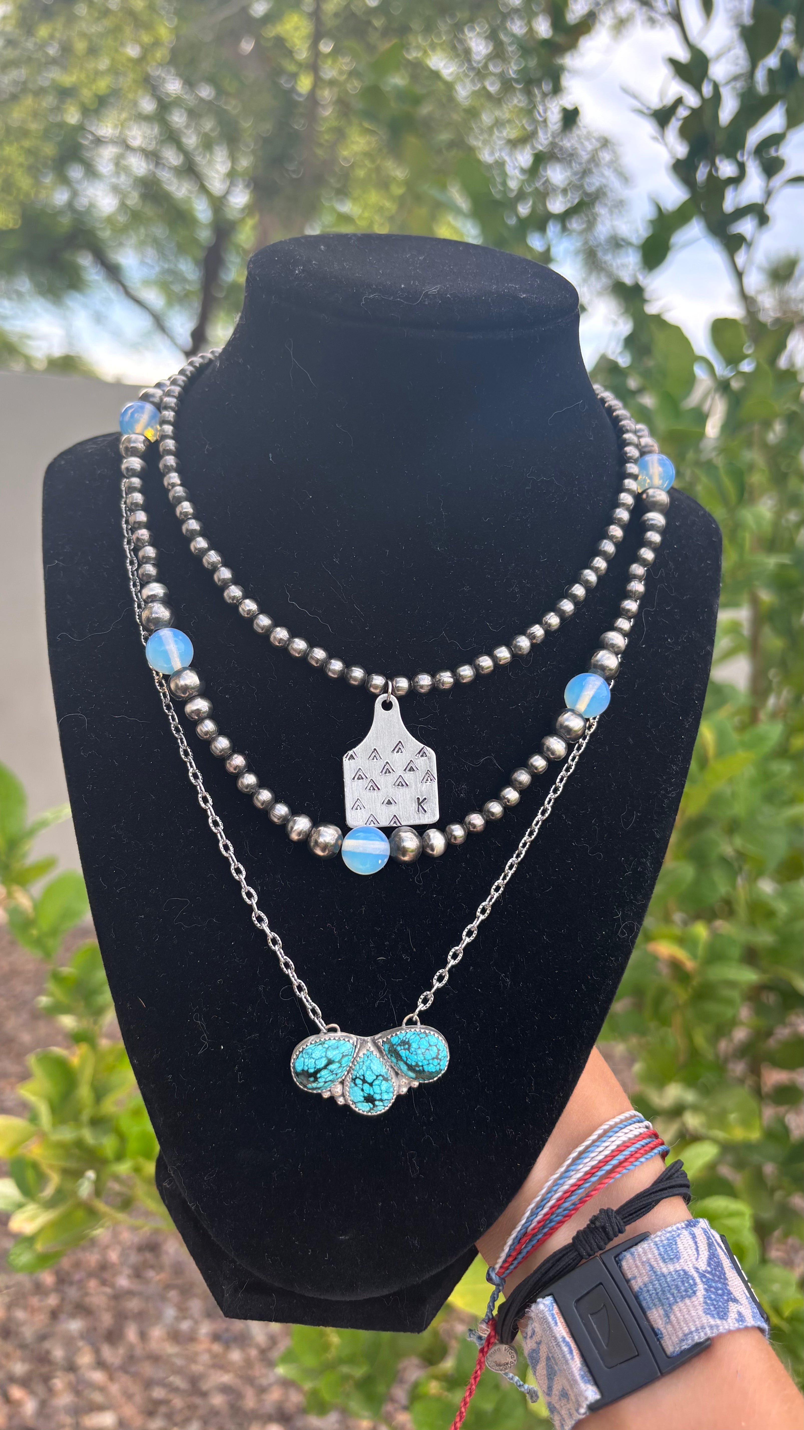 Beaded Cow Tag Necklace
