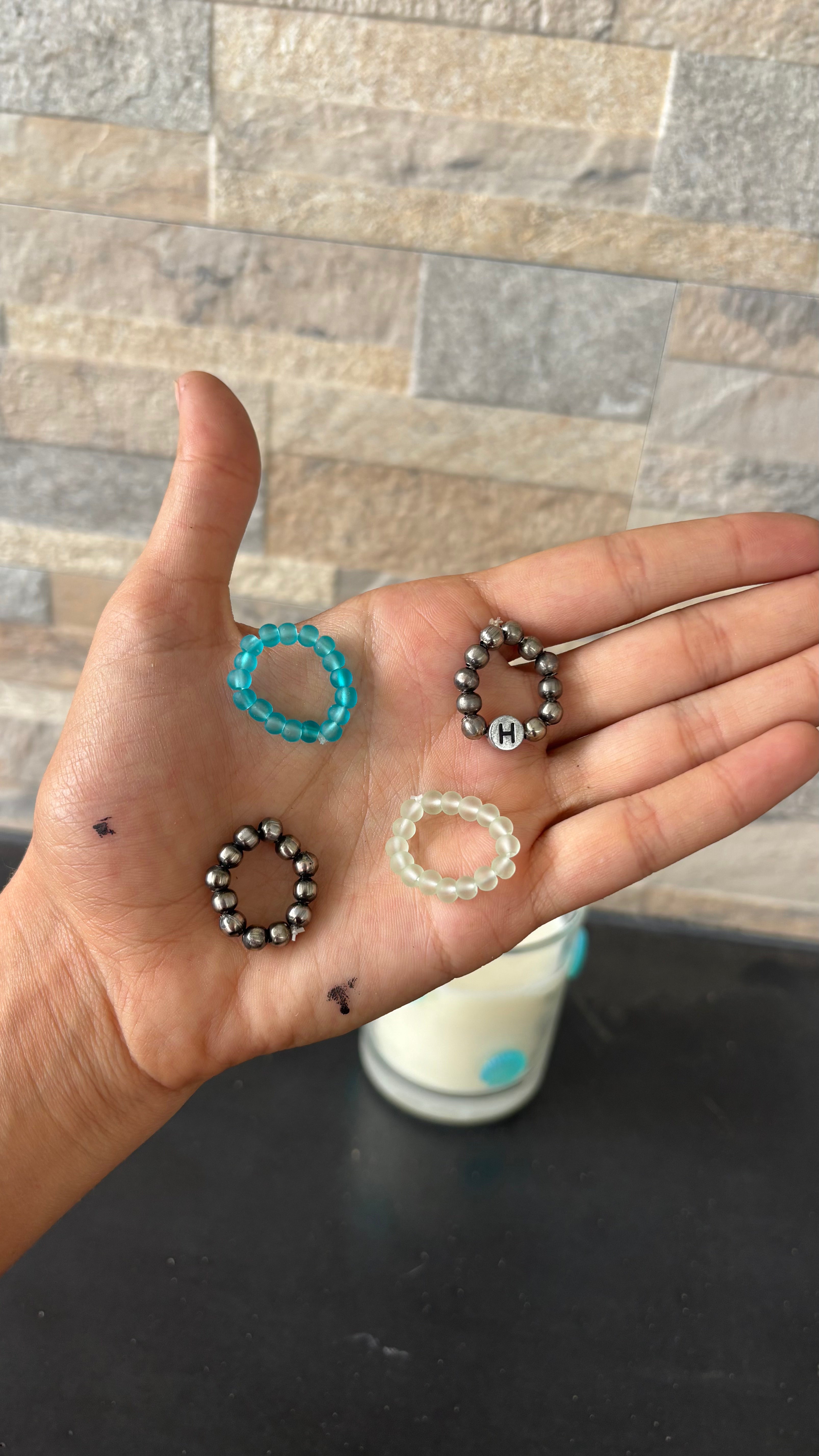 Sea glass stretchy ring